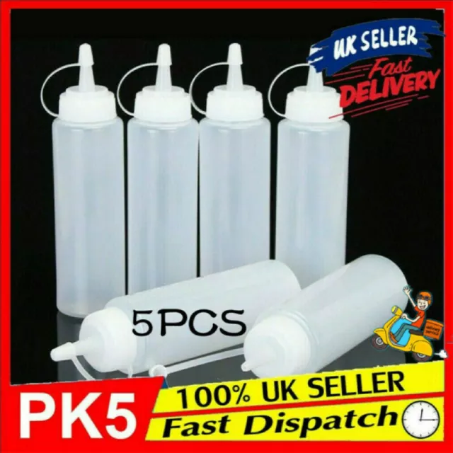 1/5/10x Squeeze Sauce Bottle Dispenser Mayo Ketchup Mustard BBQ Condiment 8oz UK