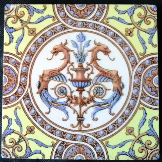 Beautiful Antique Pottery Tile Probably Minton Factory 19Th