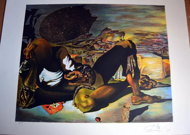 Salvador Dali . Filósofo iluminado por la luz de la luna y el so. Firmada a mano