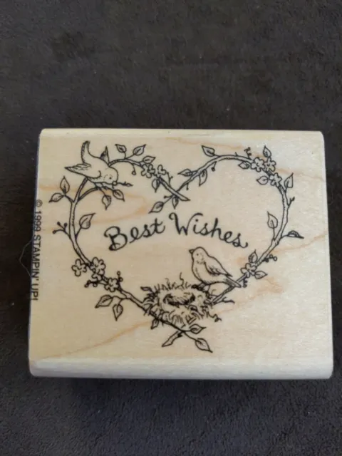 Stampin Up Best Wishes Wood Mounted Rubber Stamp 1999 Feathered Friends. Q6
