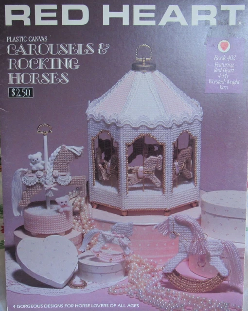Red Heart Plastic Canvas CAROUSELS & ROCKING HORSES Book 402 Patterns Charts