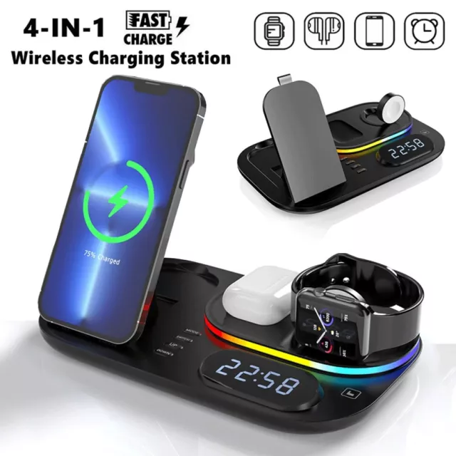 Wireless Charger Dock Charging Station 4 in 1 For Watch iPhone 13 12 11 XS