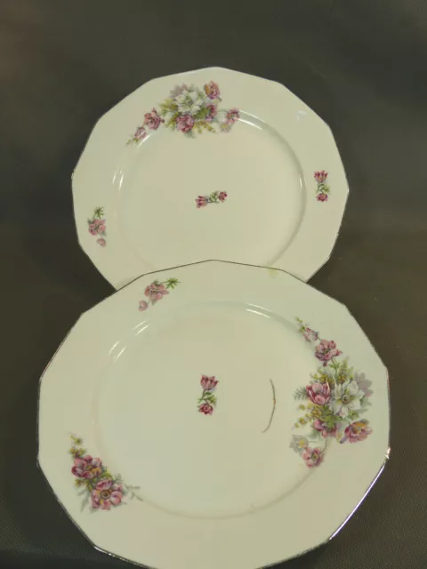 Lot de 2 anciens plats de service en faience à fleurs cuisine années 1950