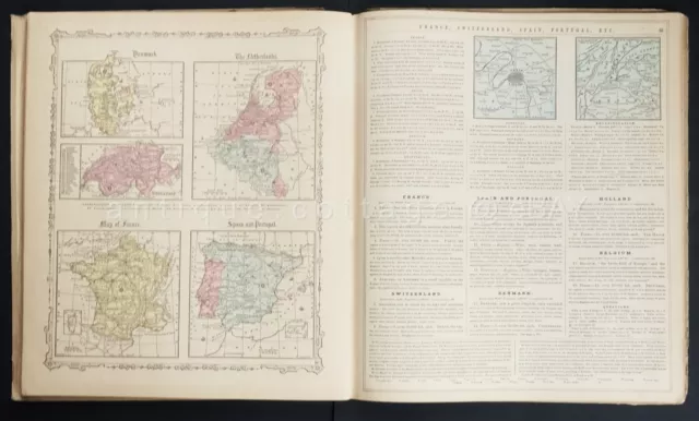 1863 antique ILLUSTRATED GEOGRAPHY TEXT BOOK maps practical analytical manual