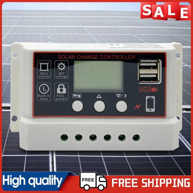 Regolatore caricabatterie pannello solare 10A 20A 30A doppia USB per batteria acido piombo/gli ioni di litio