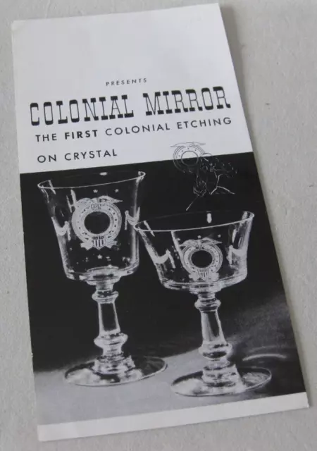 FOSTORIA GLASS #334 COLONIAL MIRROR 2 Sided Leaflet Illustrated 1939-44