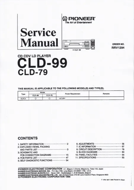 Service Manual-Anleitung für Pioneer CLD-99,CLD-79