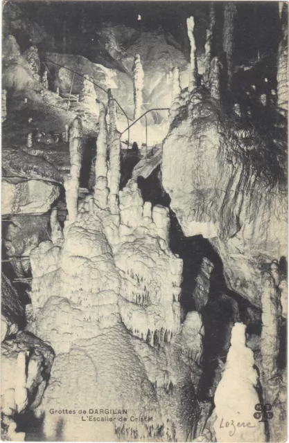 48 - cpa - Les grottes de DARGILAN - L'escalier de cristal