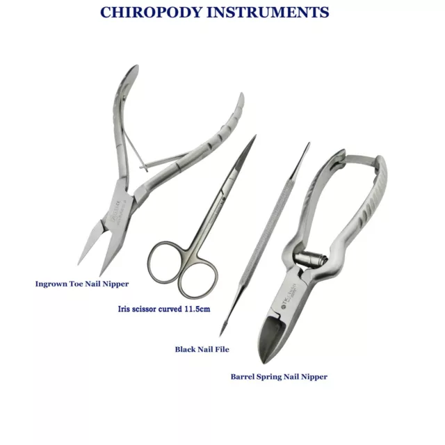 Chiropody instruments Kit Barrel Spring Ingrown Thick Toenail Nippers Black File