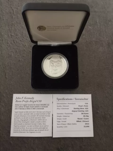 Coffret 10 Euro Argent 2013 John Fitzgerald Kennedy / Eire Irlande / Certificat