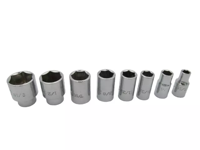 Mac Tools 8 Piece 1/4” Drive 6 Point Shallow SAE Chrome Socket Set 3/16 to 9/16”
