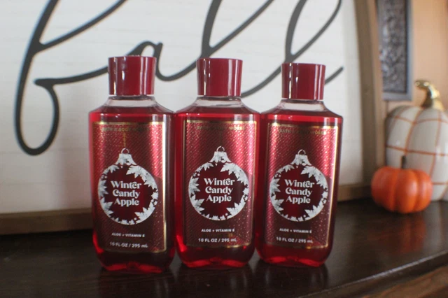 3 Bath & Body Works INVIERNO CARAMELOS MANZANA Gel de ducha Lavado corporal 10 oz Nuevo