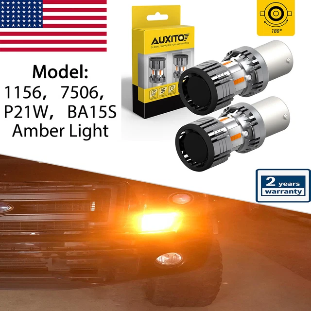 AUXITO 1156 7506 P21W BA15S LED Turn Signal Switchback Amber DRL Parking Bulbs