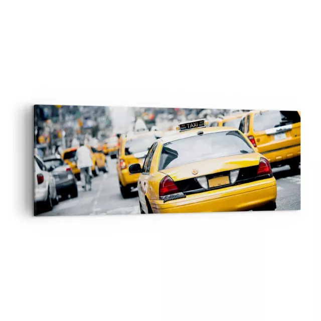 Wandbilder 140x50cm Leinwandbild Taxi Stra�e New York Gro� XXL Bilder Wanddeko