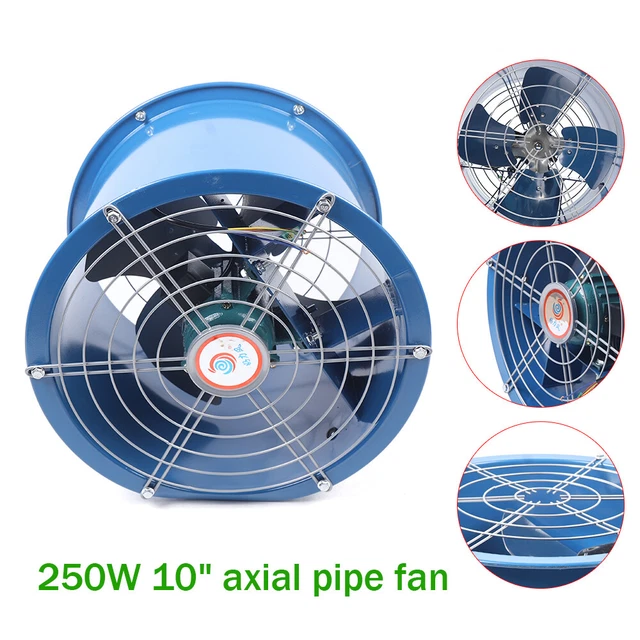 10" Axial Flow Fan 250W 110V Cylinder Pipe Ventilator 2000m³/H