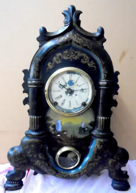 American J.C. Brown Iron Front Parlor Clock Very Nice Condition--Circa 1860