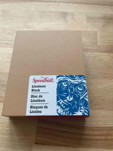 Speedball 4307 Premium Mounted Linoleum Block – Fine, Flat 4 x 5 Inches