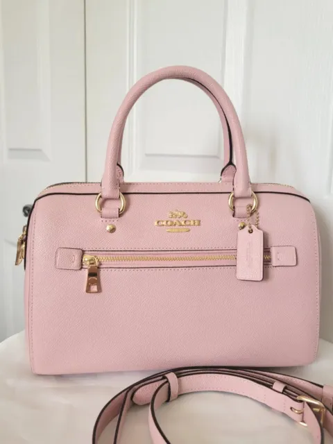 Coach 79946 Rowan Satchel Crossgrain Leather handbag Blossom Pink Gold