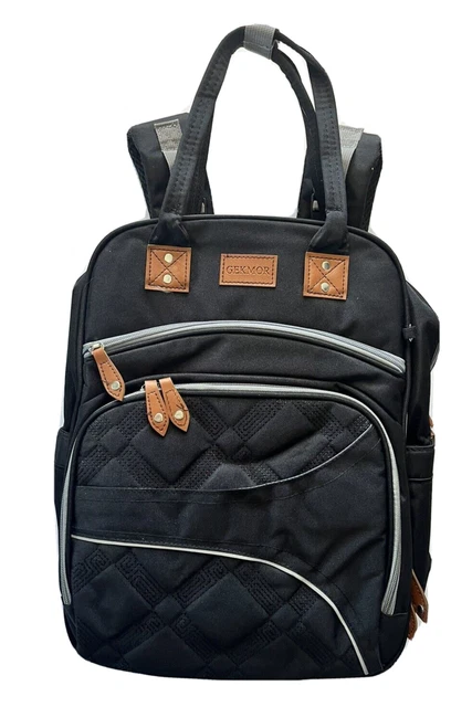 Baby Diaper Bag Backpack BLACK  With built in Bassinet/Crib Changing Station USB