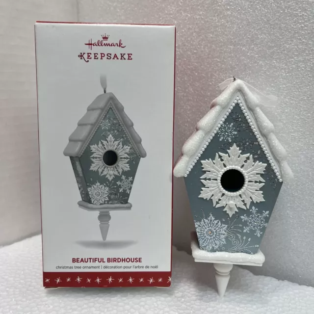 Hallmark Beautiful Birdhouse Keepsake  Blue/White Nature 1st In Series  NIB 2016