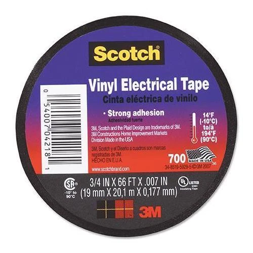 Commercial Grade Vinyle Électrique Bande, 19mm X 20m, Noir - 700 19MM