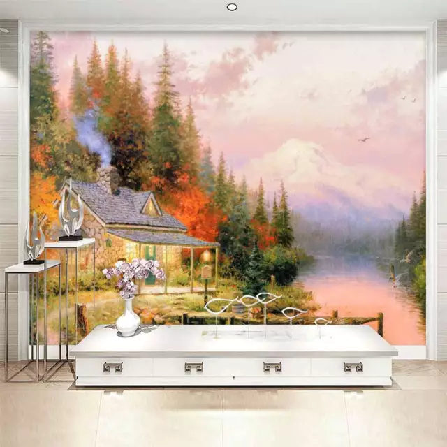 Stone Cottage Tree 3D Full Wall Mural Photo Wallpaper Printing Home Kids Decor