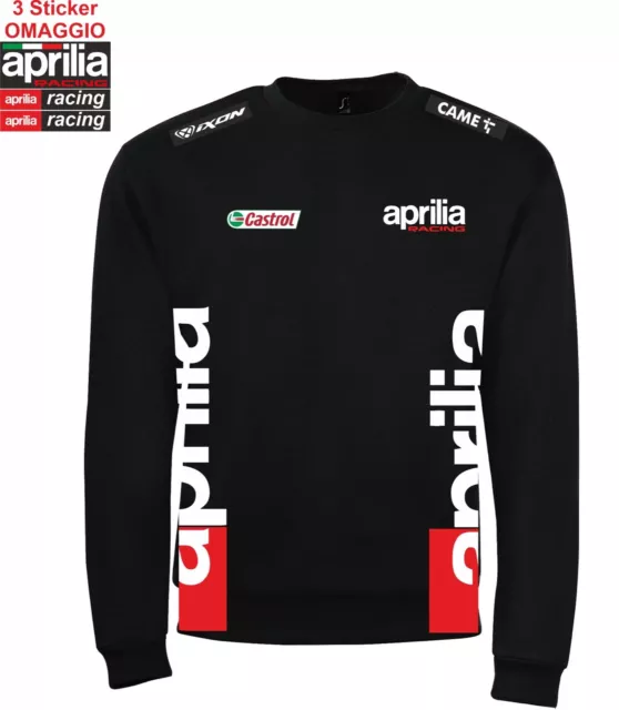 Felpa Girocollo APRILIA RACING corse MOTOGP fans ITALIA team replica + 3 sticker