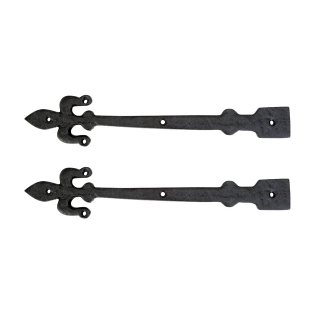Renovators Supply Black Decorative Heavy Iron Door Strap Dummy Hinges Pack of 2