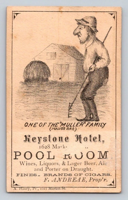 Keystone Hotel Market Street Pool Room Wine Beer Cigars Andreae Proprietor P70