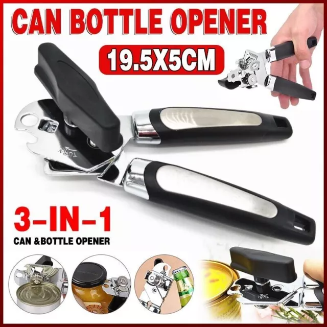 3-in-1Can amp Bottle Opener Classic Stainless Steel Manual Heavy Duty Can Opener