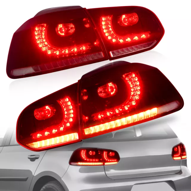 VLAND LED Rouge Feux Arrière Pour 2008-13 Volkswagen Golf 6 MK 6 Séquentiel L+R