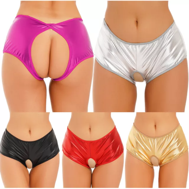 Sexy Women's Crotchless Booty Shorts Low Rise Open Crotch Hot Pants Rave Dance