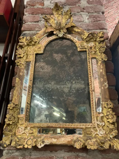 Antico specchio Luigi XV legno dorato epoca 700 provenienza Area Lombardo Veneta 3