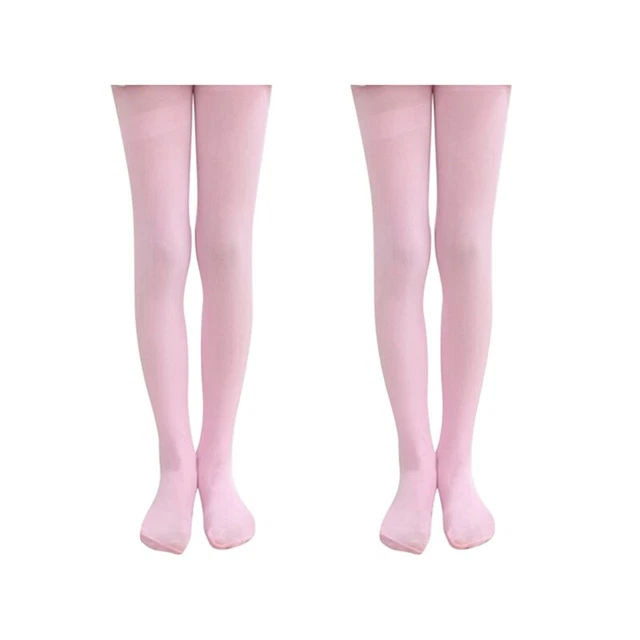2X Rosa Kinder Mädchen Samt Ballettstrumpfhose Tanzsocken Mikrofasersocken PO9J2