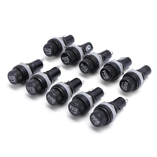 10Pcs Panneau Support Vis Fusible Étui for Tube en Verre 5 X 20mm Noir