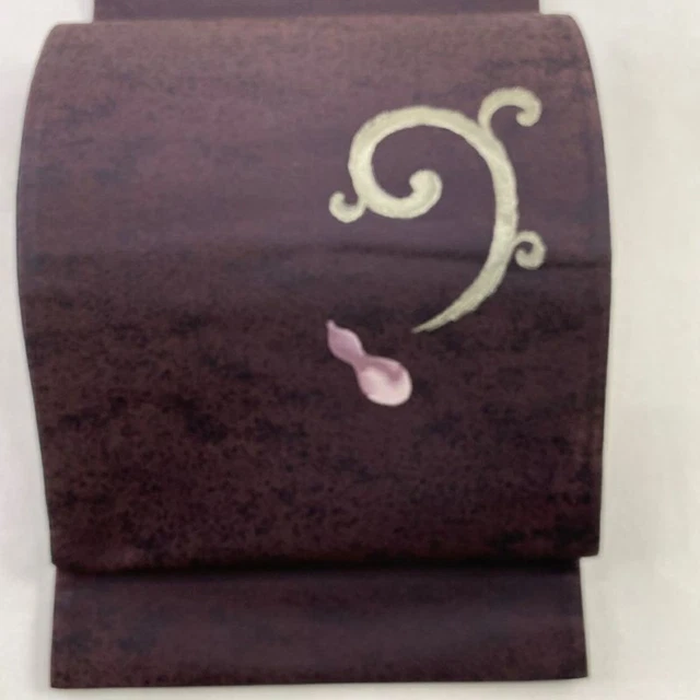 Japanese Kimono Obi Pure Silk Gourd Shogi Piece Silver thread For Casual