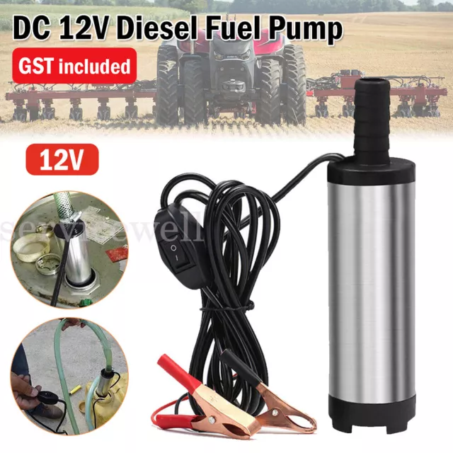 12V Aluminium Diesel Fuel Pump Submersible Transfer Vessel Water Oil Car Auto