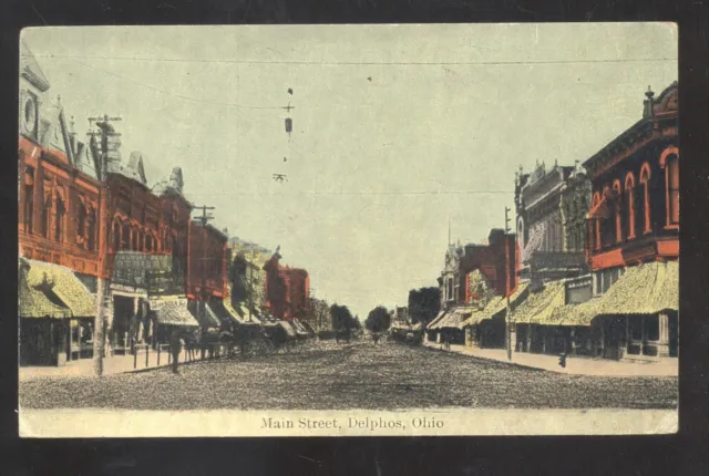 Delphos Ohio Downtown Main Street Scene Vintage Postcard 1909