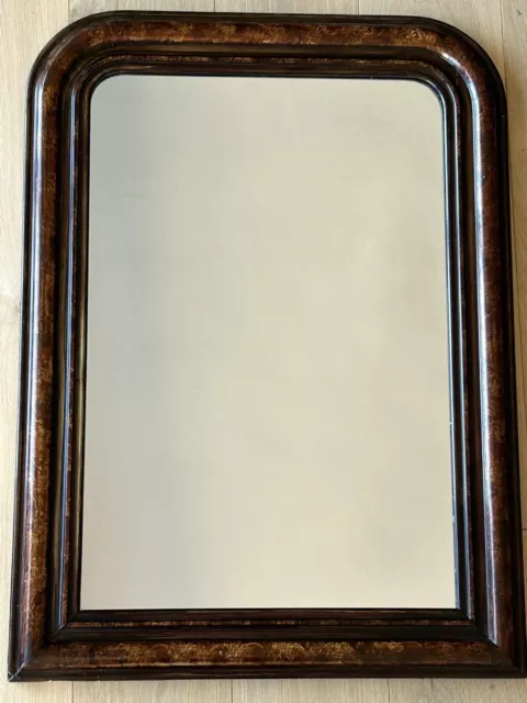 Ancien miroir style Louis Philippe chêne patine imitation faux bois début XXème