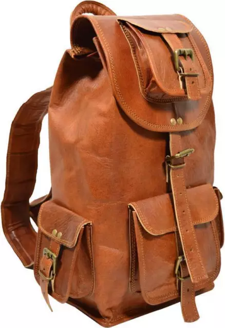 Cuero Mochila Hombre Mochila de Viaje Portátil Bolso Escolar Hombro MUJER