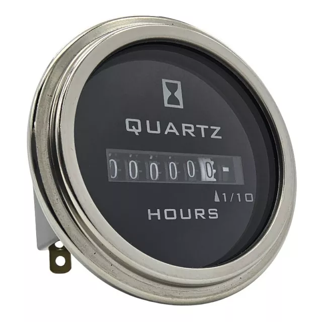 Hour Meter Round 10-80VDC Car Truck Machinery Waterproof Stainless Steel 12V 24V