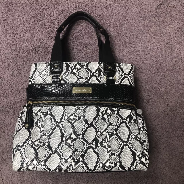 Samantha Brown Python Embossed Metro Tote Bag-White/Black-NWOT 2