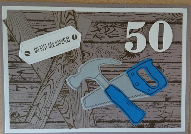 White Cotton Cards Handgefertigte Glückwunschkarte Zum 50. Geburtstag – Groß, 22 X 22 Cm, Mit Strass Und Glitzer