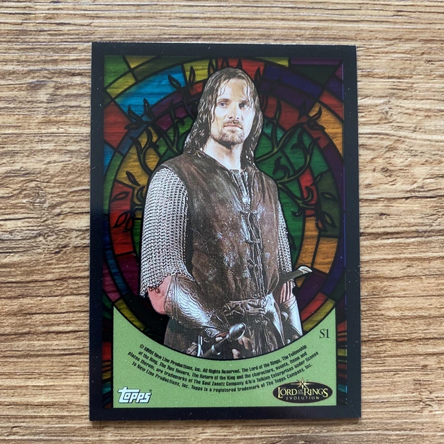 2006 Topps Lord of the Rings Evolution Stained Glass Cards  ARAGORN & SAM  Ex 3
