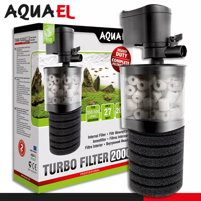 Aquael Turbo Filter 2000 Wasserfilter Aquarium Innen Fische Pflege Reiniger