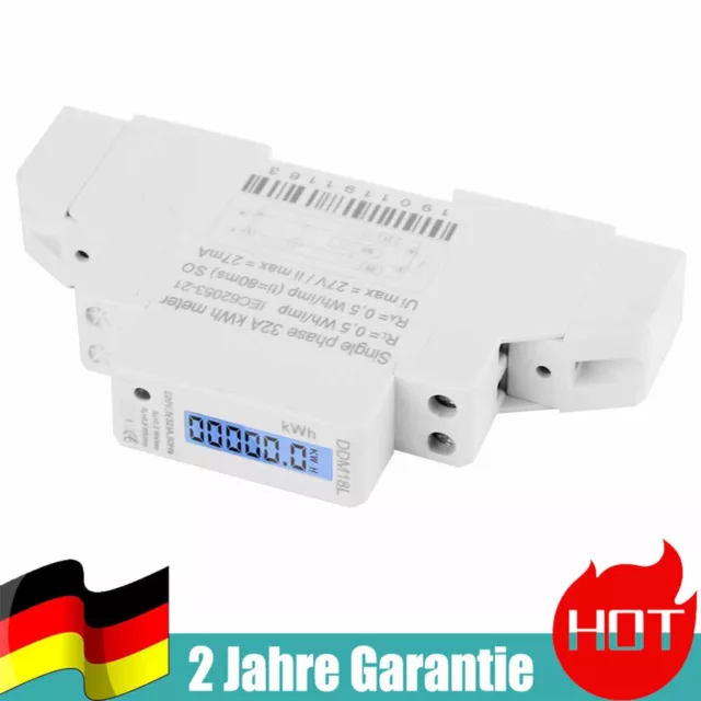 230V Energiezähler Einphasiger Digital LCD Digitaler DIN Schienen Stromzähler DE