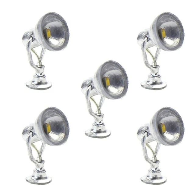 Lot De 4 Lampadaires Miniatures HO/OO - 3V DC, Métal, Avec Résistances Pour Maquettes De Train