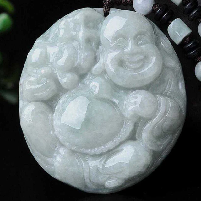 Natural Jade Jewelry Lucky Smiling Buddha Pendant With Beads Woven Necklace