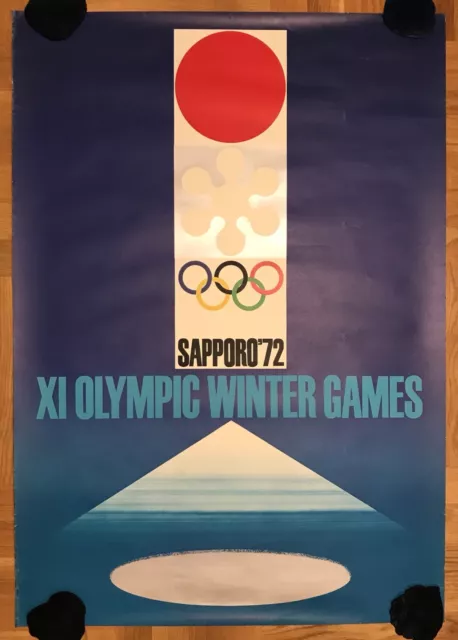 Sapporo 1972 Japan Original Vintage Winter Olympic Games Big Poster Olympiad