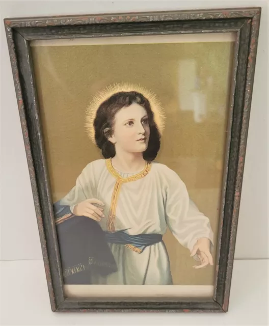 Vintage framed picture of Christ in the temple at 12 yrs old 5.75" x9” Beautiful